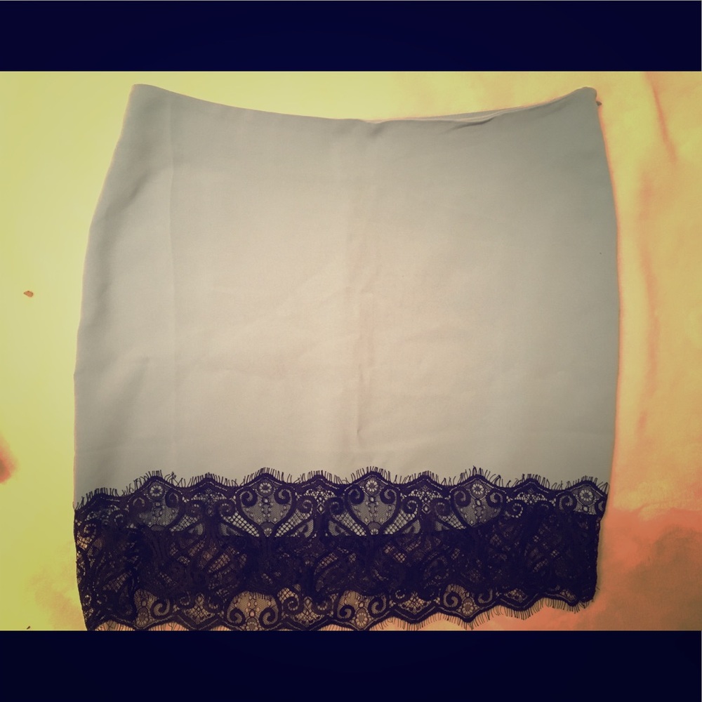 Tobi Powder Blue Skirt with Black Lace
